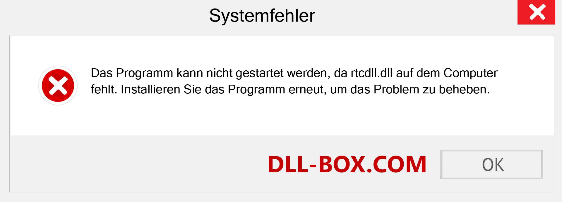 rtcdll.dll-Datei fehlt?. Download für Windows 7, 8, 10 - Fix rtcdll dll Missing Error unter Windows, Fotos, Bildern